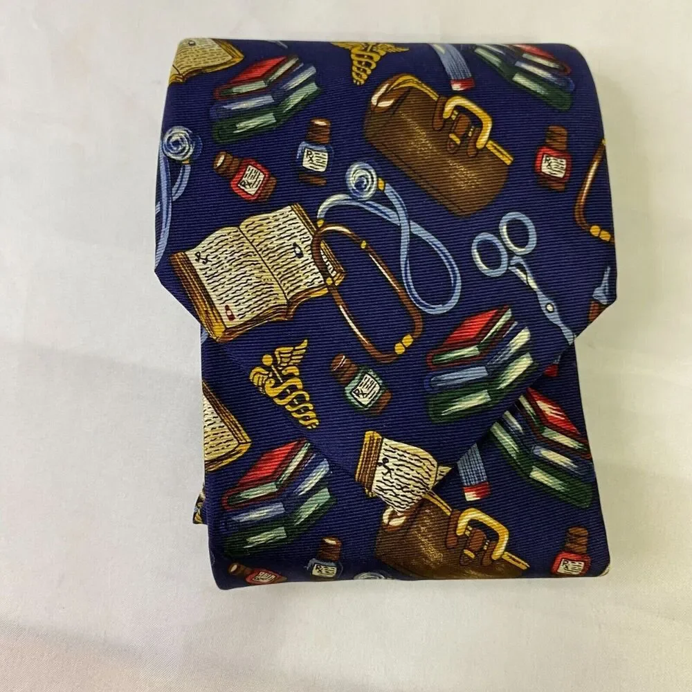 #6641 Physicians Blue with Doctor Details Mens Necktie, Tie